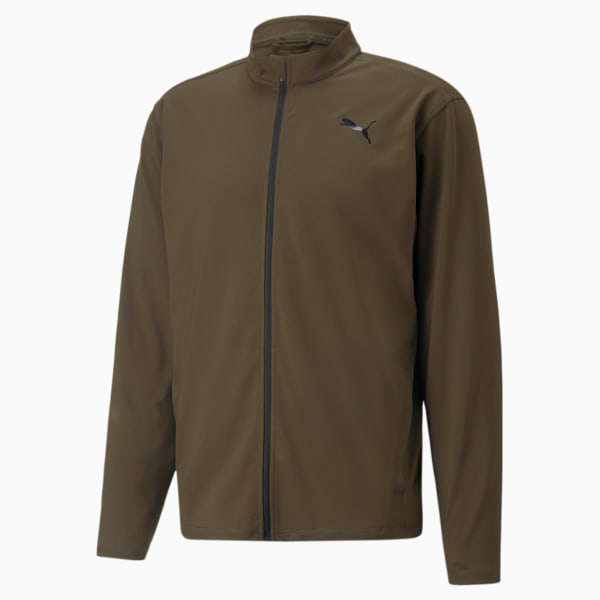 Train Fit Polyspan Full Zip Men's Training Jacket, Deep Olive, extralarge-IND