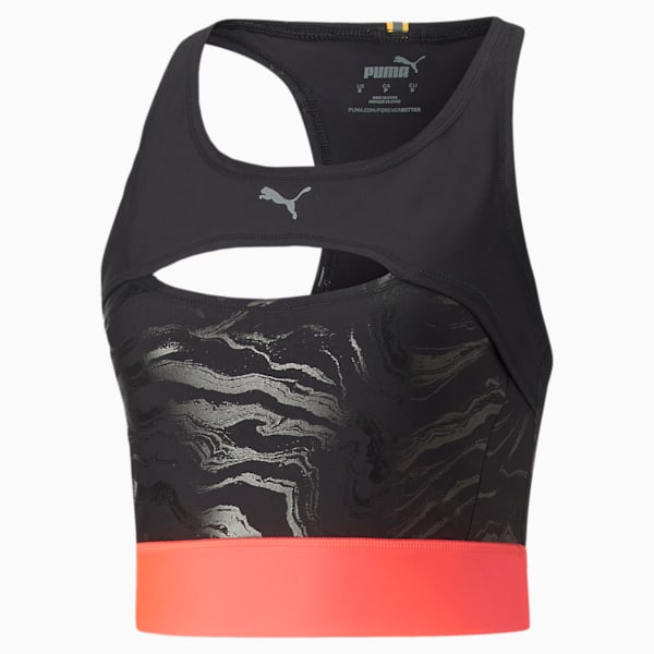 ULTRAFORM Women's Cropped Running Tank Top, Puma Black-Sunset Glow
