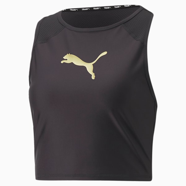 Eversculpt Fit Women's Training Tank Top, Puma Black-Metallic Gold, extralarge-IND