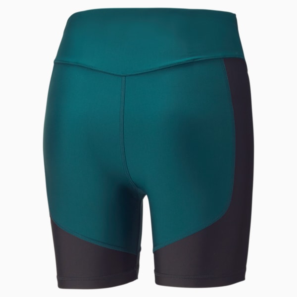 Shorts de entrenamiento ajustados Fit EVERSCULPT de 5'' para mujer, Varsity Green-Puma Black