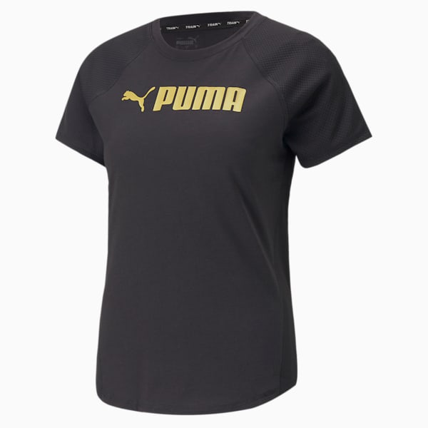 Camiseta con logo Fit de entrenamiento para mujeres, Puma Black