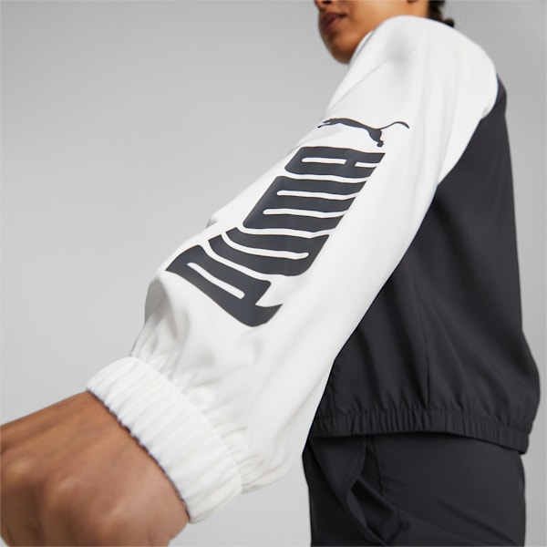 Fit Logo Colorblock Woven Women's Training Jacket, Puma Black-Puma White