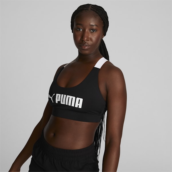 Brassière de fitness à maintien modéré Fit Femme, Puma Black, extralarge