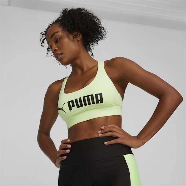 PUMA Fit Mid Impact Training Bra, Speed Green-PUMA Black, extralarge-AUS