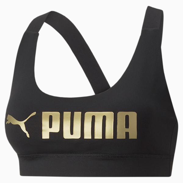 PUMA Fit Mid Impact Training Bra Women, Puma Black-Metallic PUMA