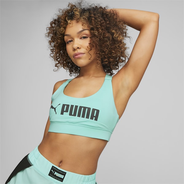 PUMA Fit Mid Impact Training Bra, Electric Peppermint, extralarge-AUS