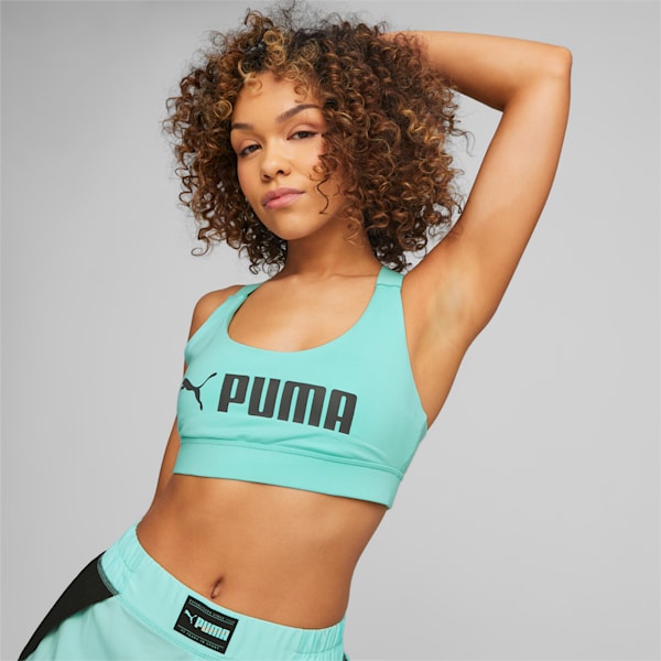PUMA Fit Mid Impact Women's Sports Bra, Electric Peppermint, extralarge