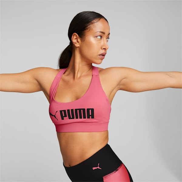 PUMA Fit Mid Impact Women's Sports Bra, Sunset Pink