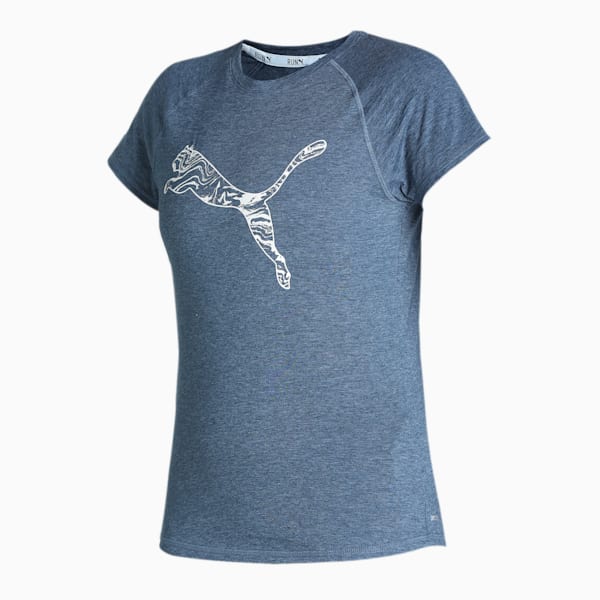 Run Logo Short Sleeve Running Women's T-Shirt, Marine Blue, extralarge-IDN