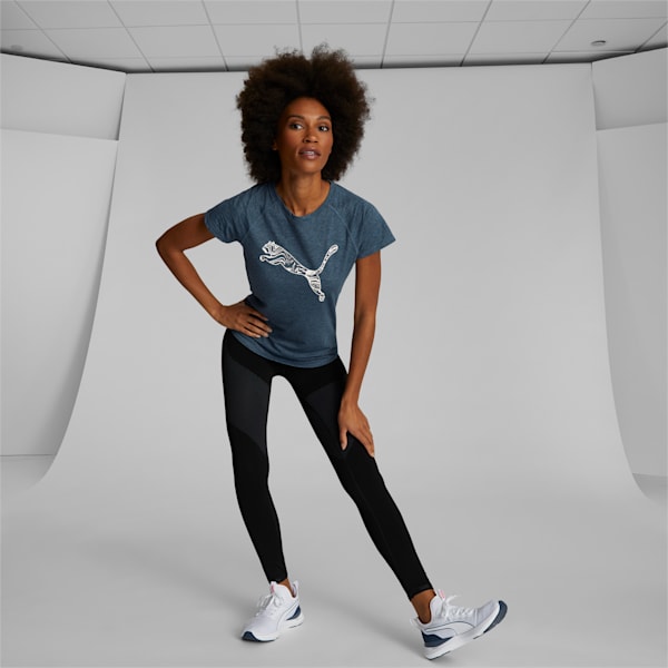 Run Logo Short Sleeve Running Women's T-Shirt, Marine Blue, extralarge-IDN