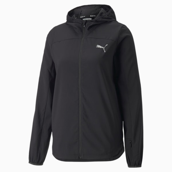 RUN WOVEN HOODED JACKET W, Puma Black, extralarge-IND