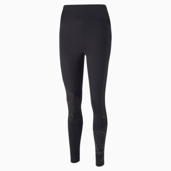 Graphic High Waist 7/8 Women's Running Leggings, Puma Black, extralarge-IND