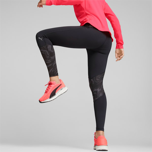 Graphic High Waist 7/8 Women's Running Leggings, Puma Black, extralarge-IND
