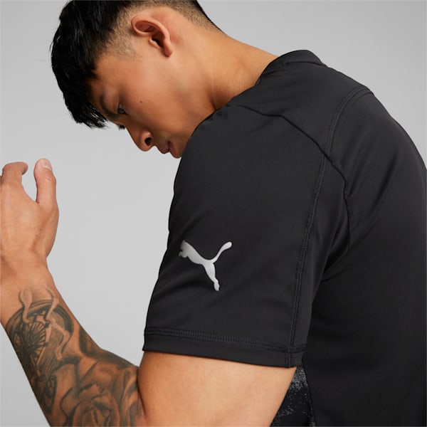 Printed Short Sleeve Men's Running T-Shirt, Puma Black, extralarge-IND