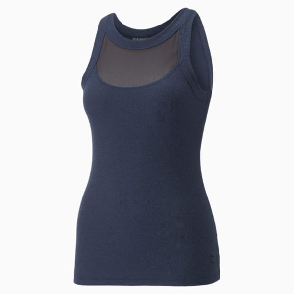 Exhale Ribbed Studio Training Tank Top Women, Marine Blue Heather