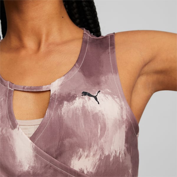 Camiseta de entrenamiento corta sin mangas estampada Studio para mujer, Impresión Rose Quartz-Paint Stroke