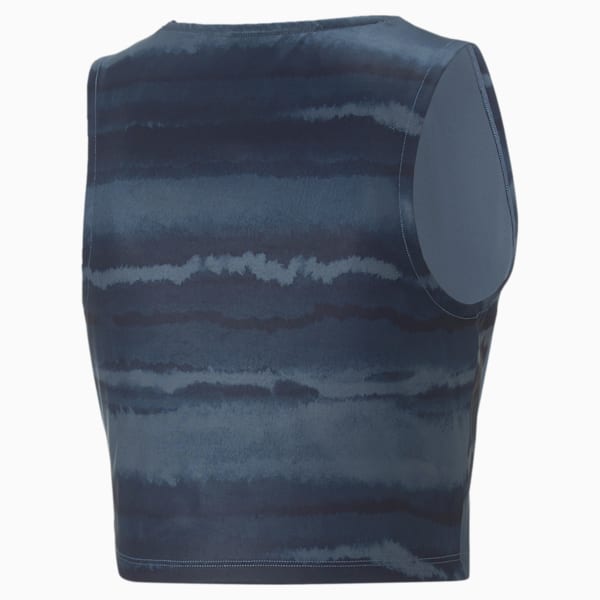 Studio Printed Women's Training Crop Tank, Marine Blue-Geo print, extralarge