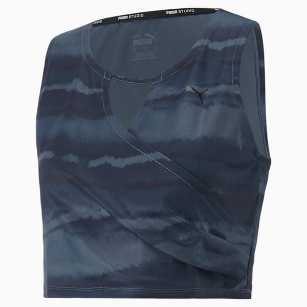 Studio Printed Women's Training Crop Tank, Marine Blue-Geo print, extralarge
