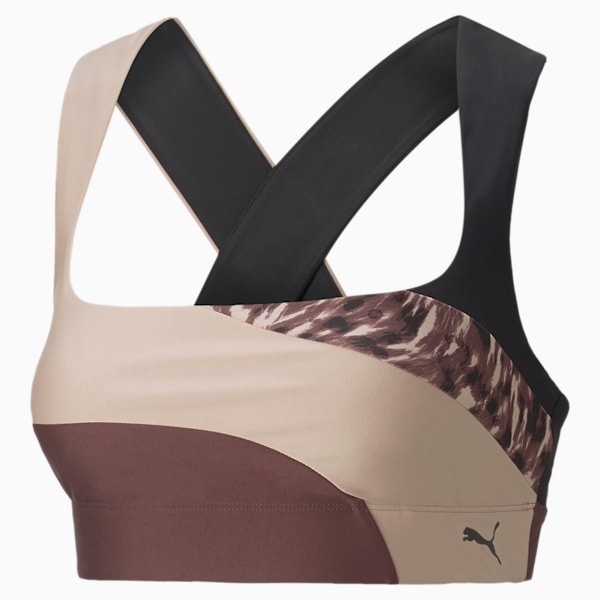Safari Glam Mid Impact Women's Bra, Dusty Plum-Rose Quartz-Fur real print, extralarge-IND