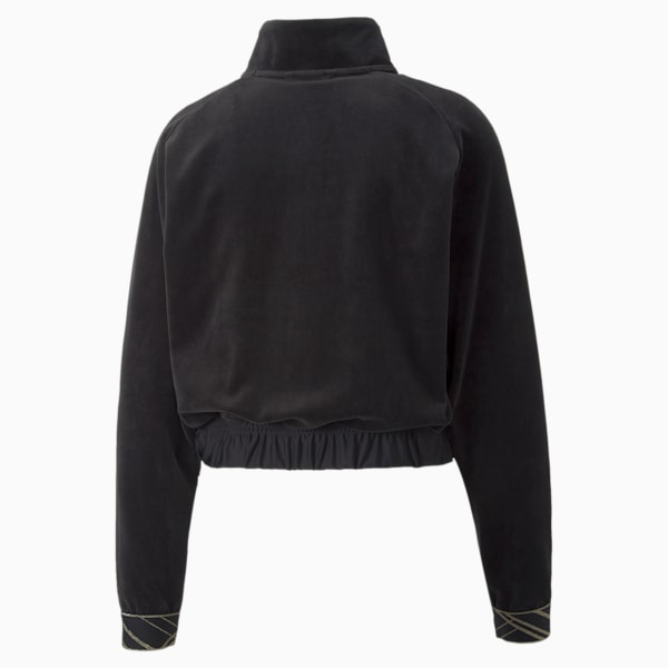 Deco Glam Velour Full-Zip Training Jacket Women, Puma Black