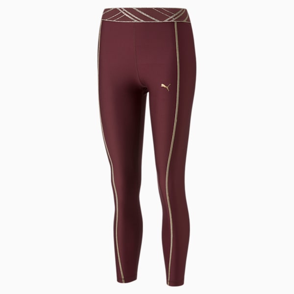 Deco Glam High Waist Full-Length Training Tights Women, Aubergine-deco glam, extralarge-IND