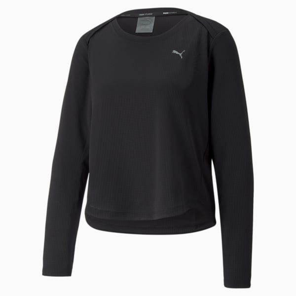 Studio Waffle Long Sleeved Training Sweatshirt Women, Puma Black, extralarge-IND