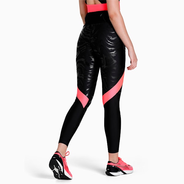 Ultraform High Waist Printed Women's Running Tights, Puma Black-Sunset Glow, extralarge-IND