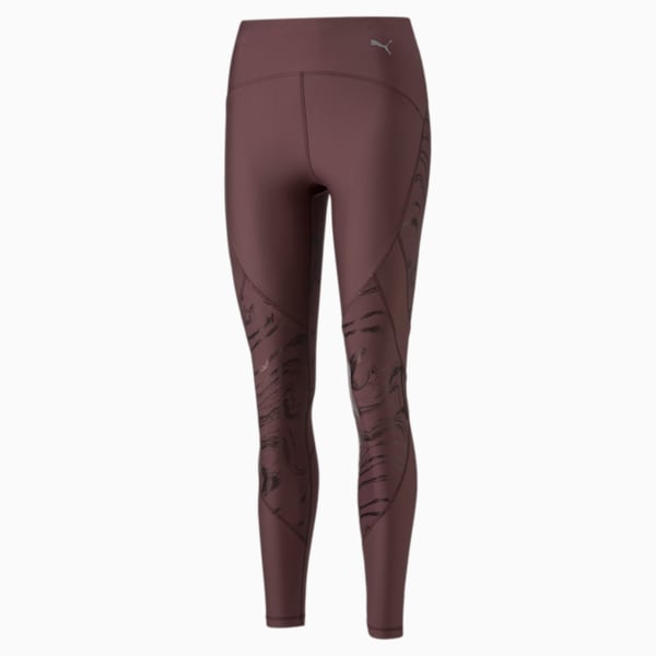 Ultraform High Waist Printed Women's Running Tights, Dusty Plum, extralarge-IND