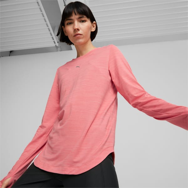 CLOUDSPUN Long Sleeve Running Women's T-Shirt, Carnation Pink Heather
