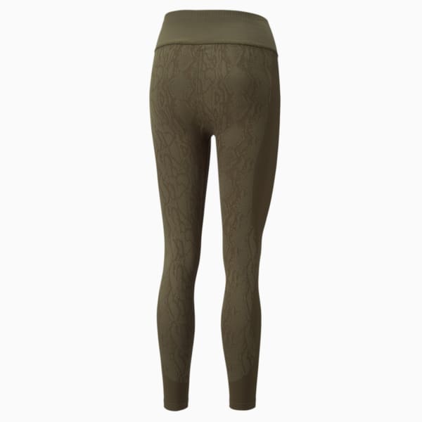 FormKnit Seamless High Waist 7/8 Length Training Tights Women, Deep Olive-snake print