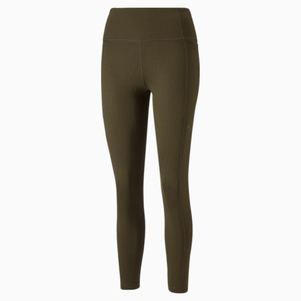 Flawless High Waist 7/8 Women's Training Leggings, Deep Olive, extralarge-IND