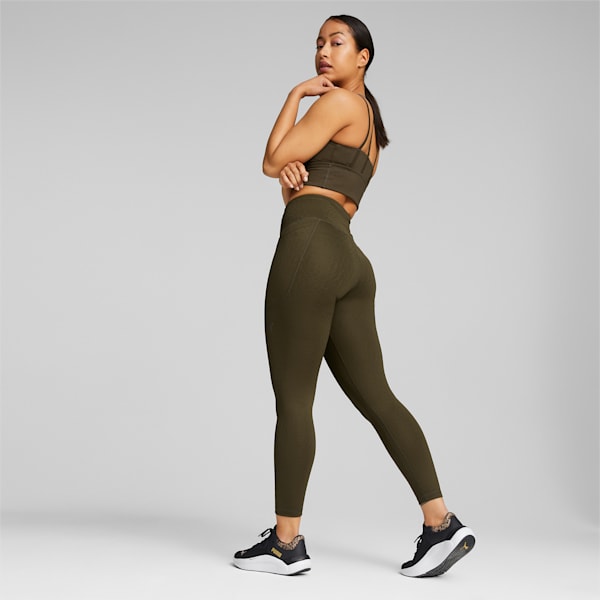 Flawless High Waist 7/8 Women's Training Leggings, Deep Olive, extralarge-IND