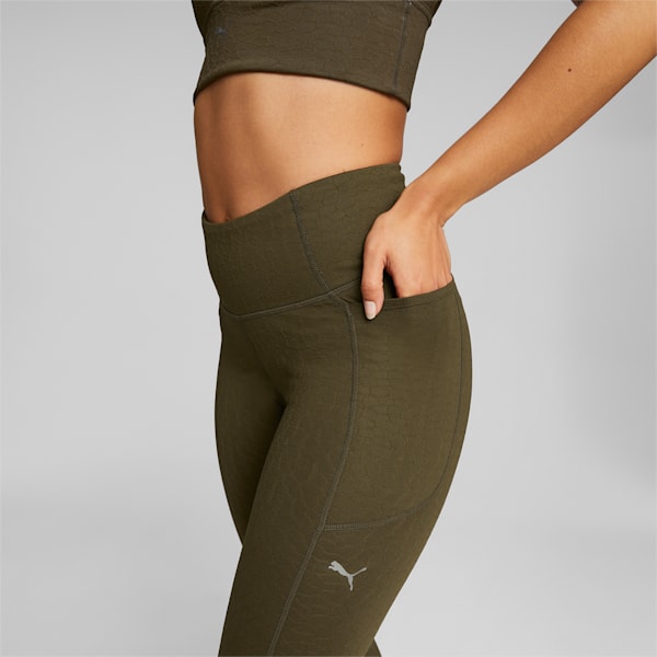 Flawless High Waist 7/8 Women's Training Leggings, Deep Olive, extralarge-IND