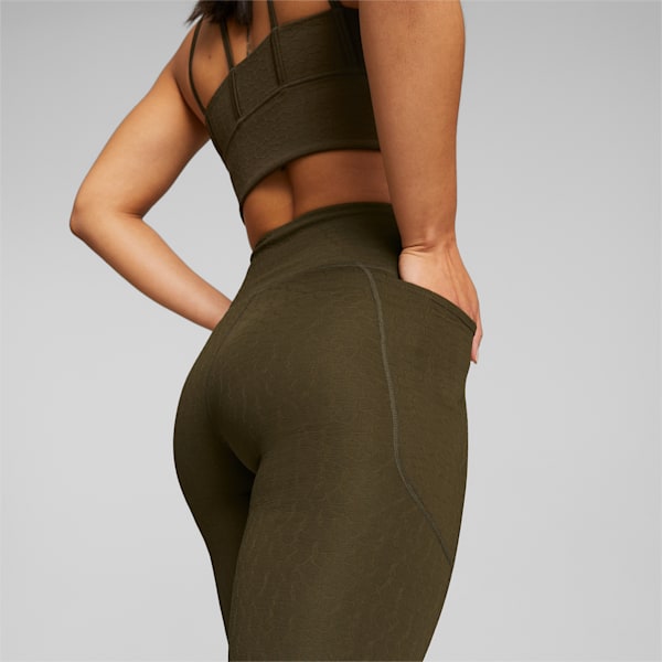 Flawless High Waist 7/8 Women's Training Leggings, Deep Olive, extralarge-IND