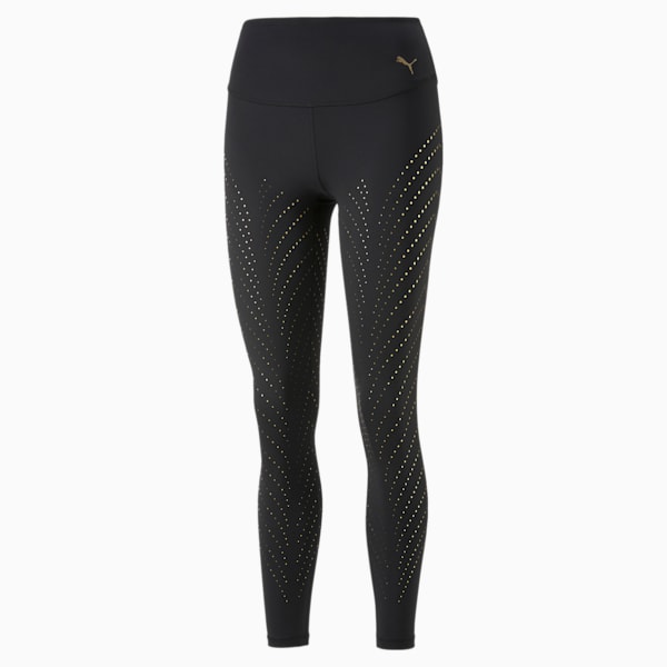 FOREVER Luxe Graphic Training Leggings Women, Puma Black-Deco Gold print, extralarge-IND