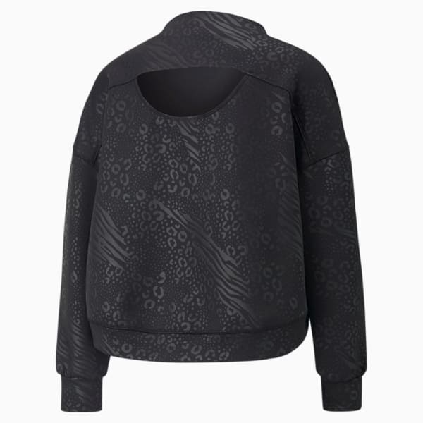 Fashion Luxe Embossed Women's Sweatshirt, Puma Black, extralarge-IND