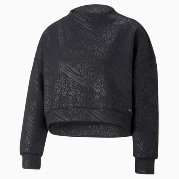 Fashion Luxe Embossed Women's Sweatshirt, Puma Black, extralarge-IND