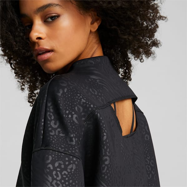 Fashion Luxe Embossed Women's Sweatshirt, Puma Black, extralarge-IND