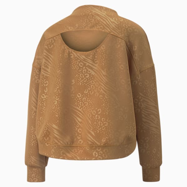 Fashion Luxe Embossed Women's Sweatshirt, Desert Tan