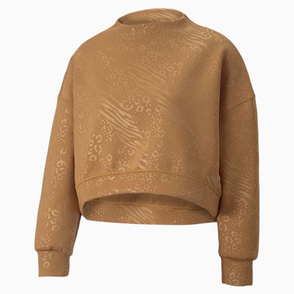 Fashion Luxe Embossed Women's Sweatshirt, Desert Tan, extralarge-IND
