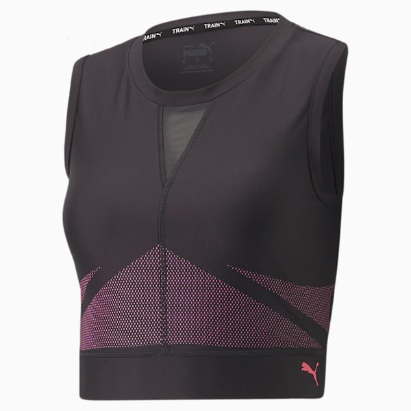 Playera sin mangas de entrenamiento ajustada para mujer Eversculpt, Puma Black-Sunset Pink, extralarge