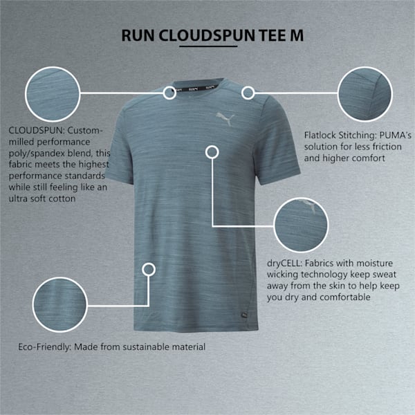 CLOUDSPUN Running Men's T-Shirt, Evening Sky Heather, extralarge-IND