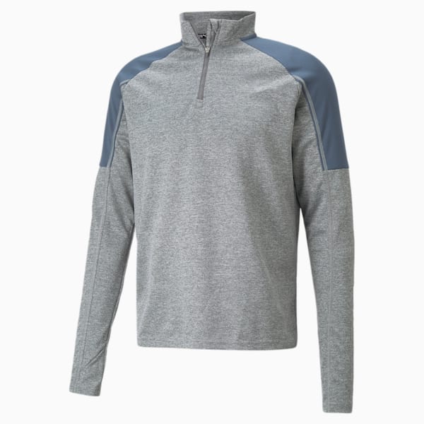 Run Quarter-Zip Long Sleeve Running Tee Men, Medium Gray Heather