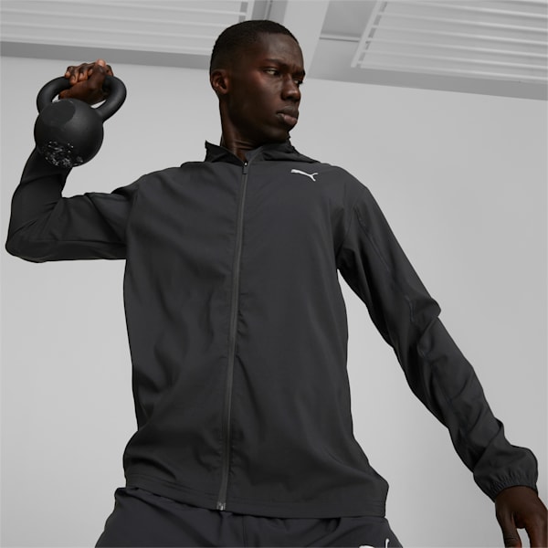 Chaqueta para correr con capucha para hombre PLCD, Puma Black, extralarge