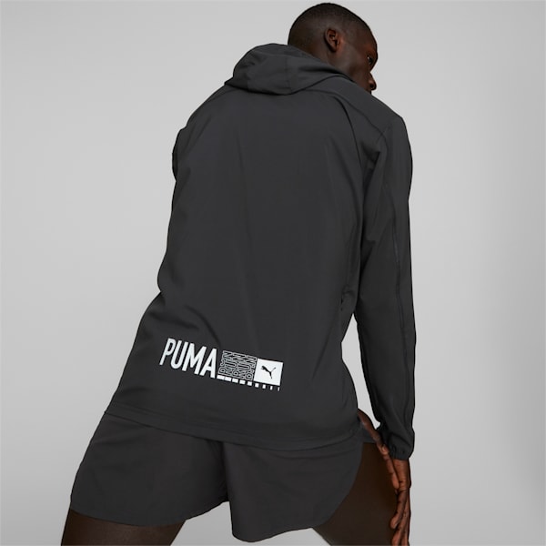 Chaqueta para correr con capucha para hombre PLCD, Puma Black, extralarge