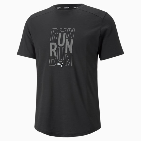 Playera para correr de manga corta con logotipo para hombre Performance, Puma Black, extralarge