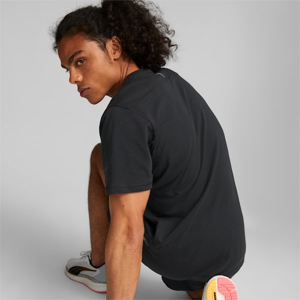 Playera para correr de manga corta con logotipo para hombre Performance, Puma Black, extralarge