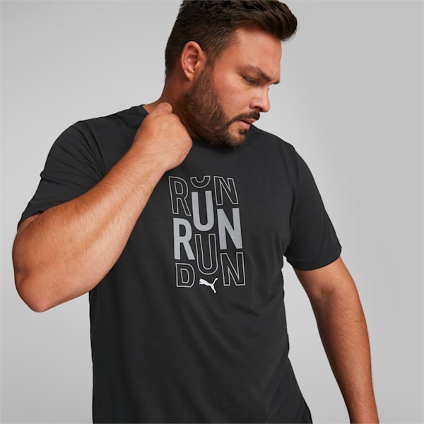 Playera para correr de manga corta con logotipo para hombre Performance, Puma Black, extralarge