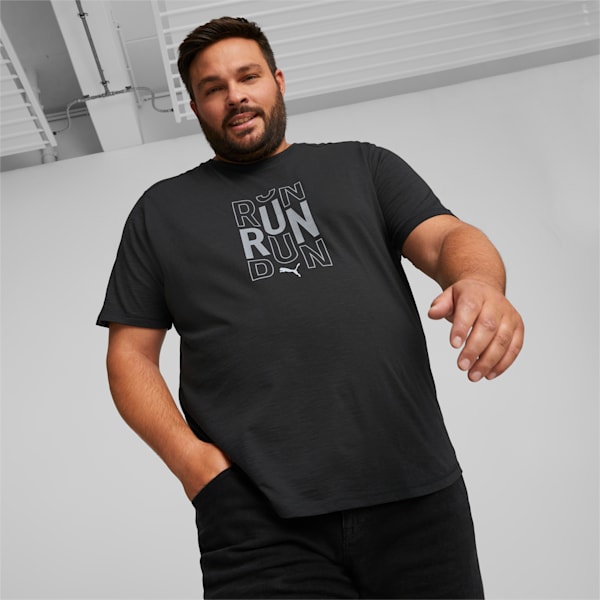 Playera para correr de manga corta con logotipo para hombre Performance, Puma Black, extralarge