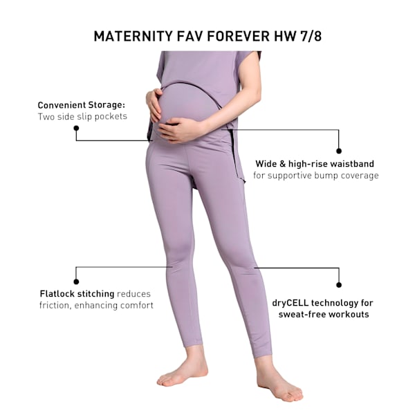 Maternity Fav Forever Women's High-Waist 7/8 Training Leggings, Pale Plum, extralarge-IND